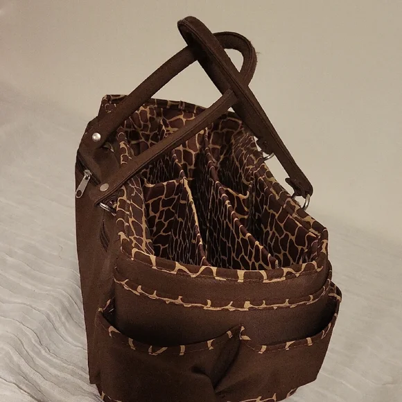 Brown Giraffe Print Craft Organizing Bag - Picture 1 of 13